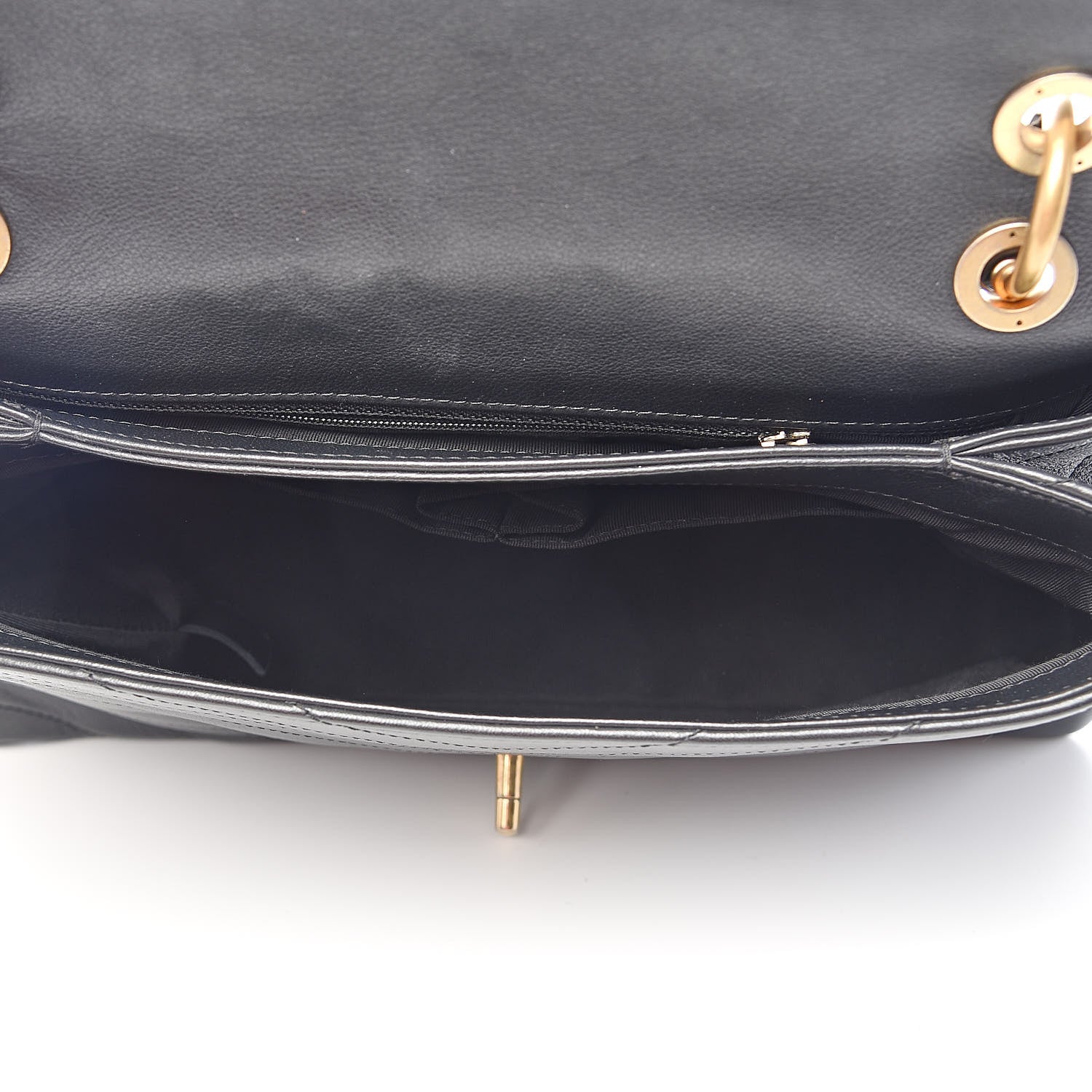 Chanel Grained Calfskin Elaphe Stitched Medium Chevron Chic Top Handle Flap Black 5 of 12