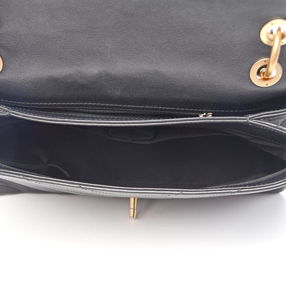 Chanel Grained Calfskin Elaphe Stitched Medium Chevron Chic Top Handle Flap Black 5 of 12