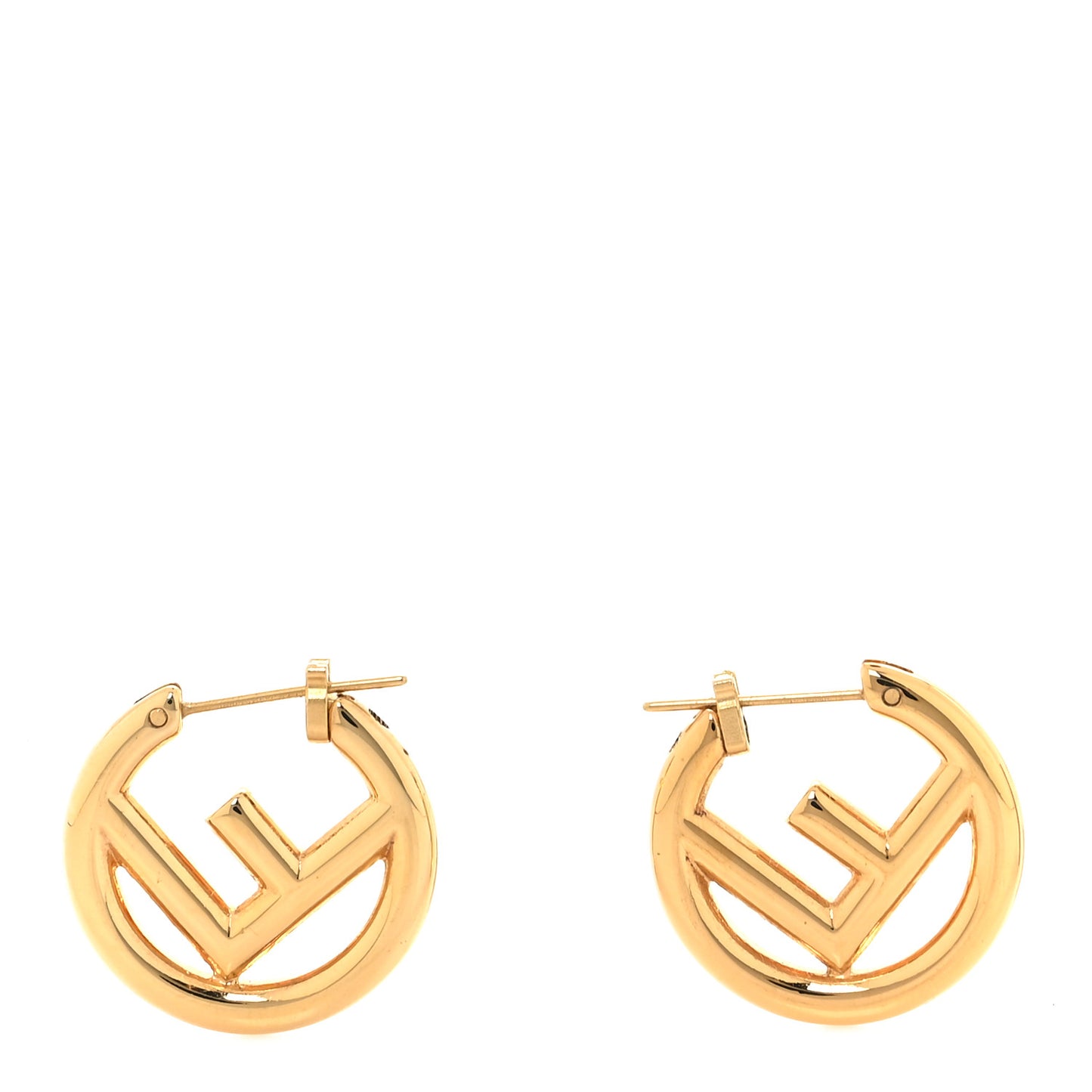 Metal FF Hoop Earrings Gold