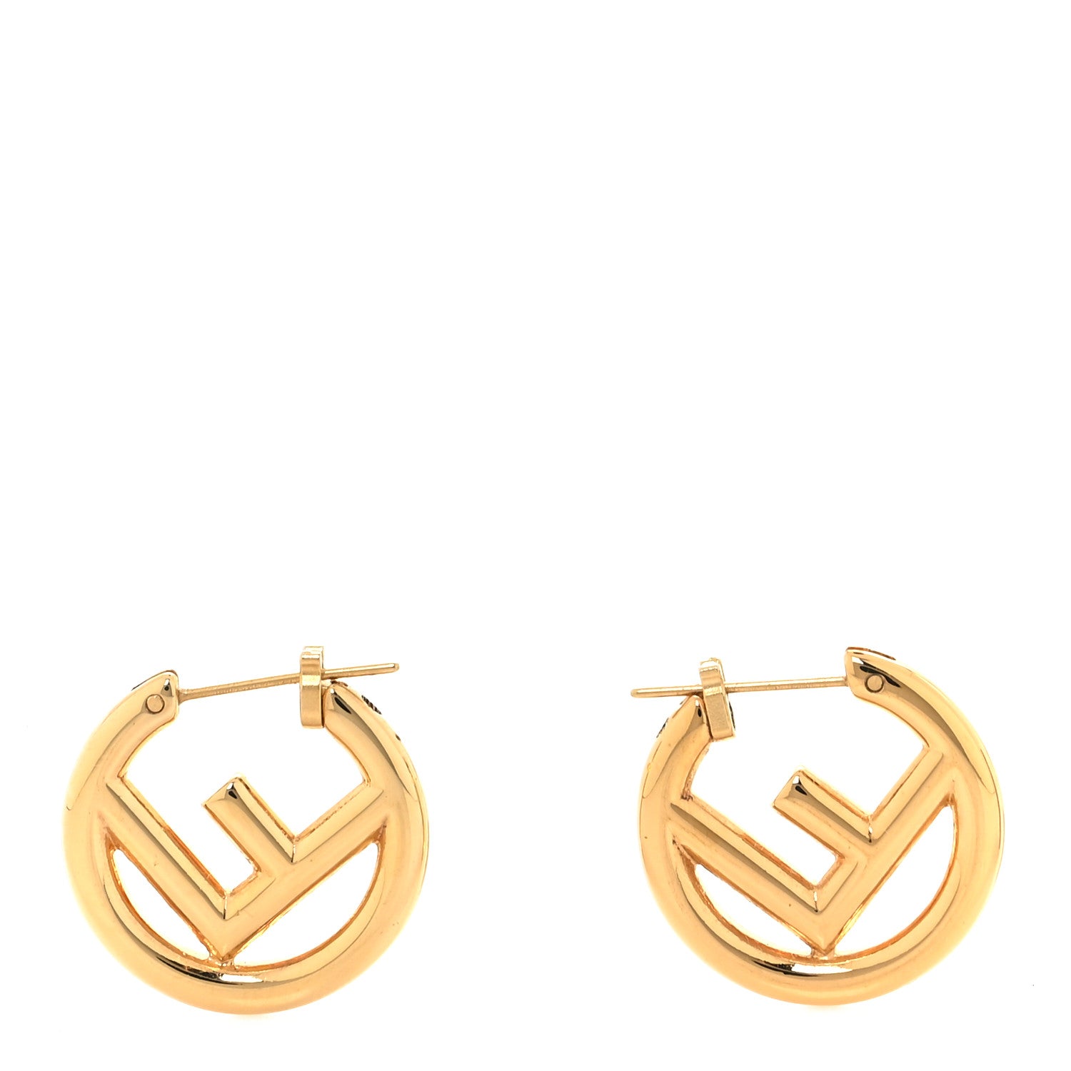 Fendi Metal FF Hoop Earrings Gold 1 of 5