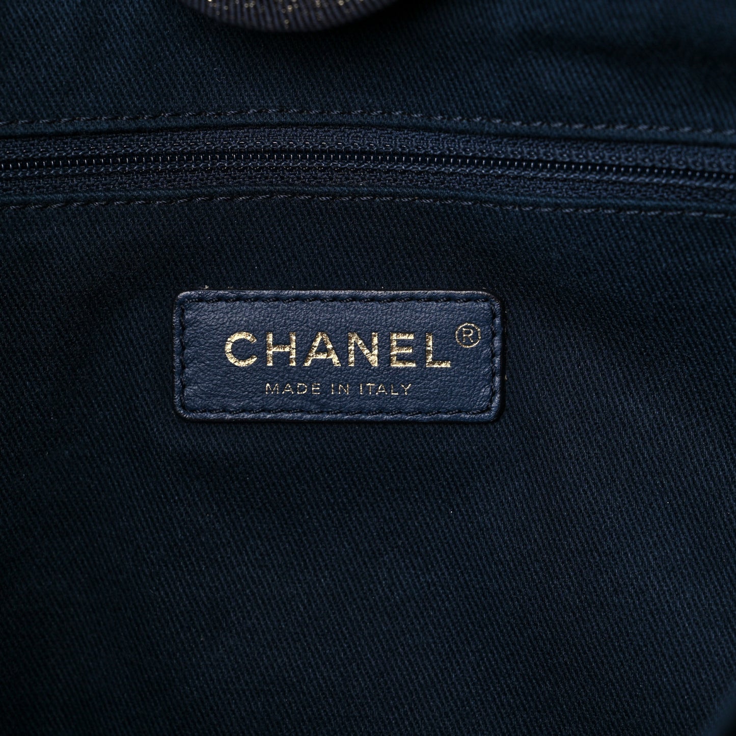 Lurex Canvas Small Deauville Tote Navy Blue Gold