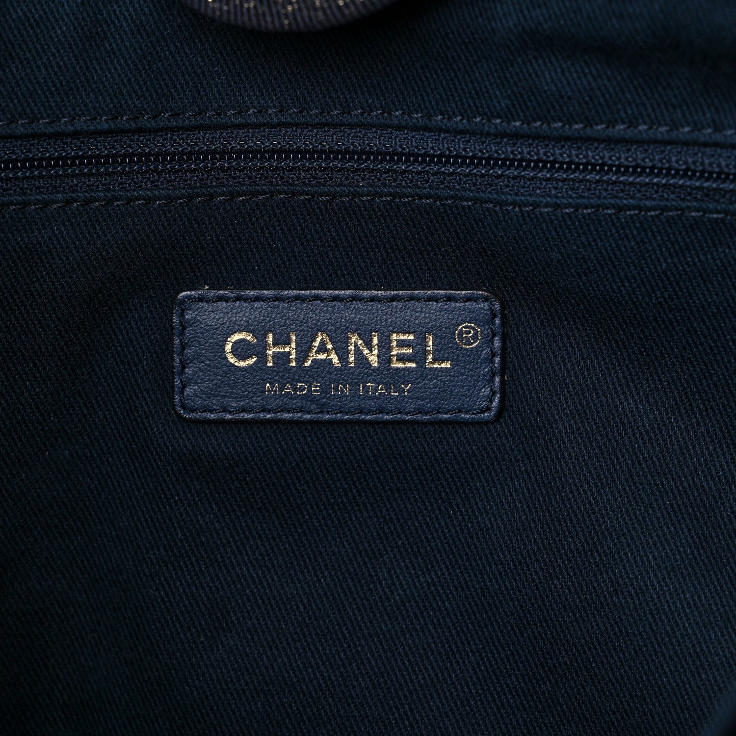 Chanel Lurex Canvas Small Deauville Tote Navy Blue Gold 6 of 13