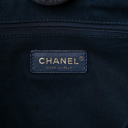 Chanel Lurex Canvas Small Deauville Tote Navy Blue Gold 6 of 13