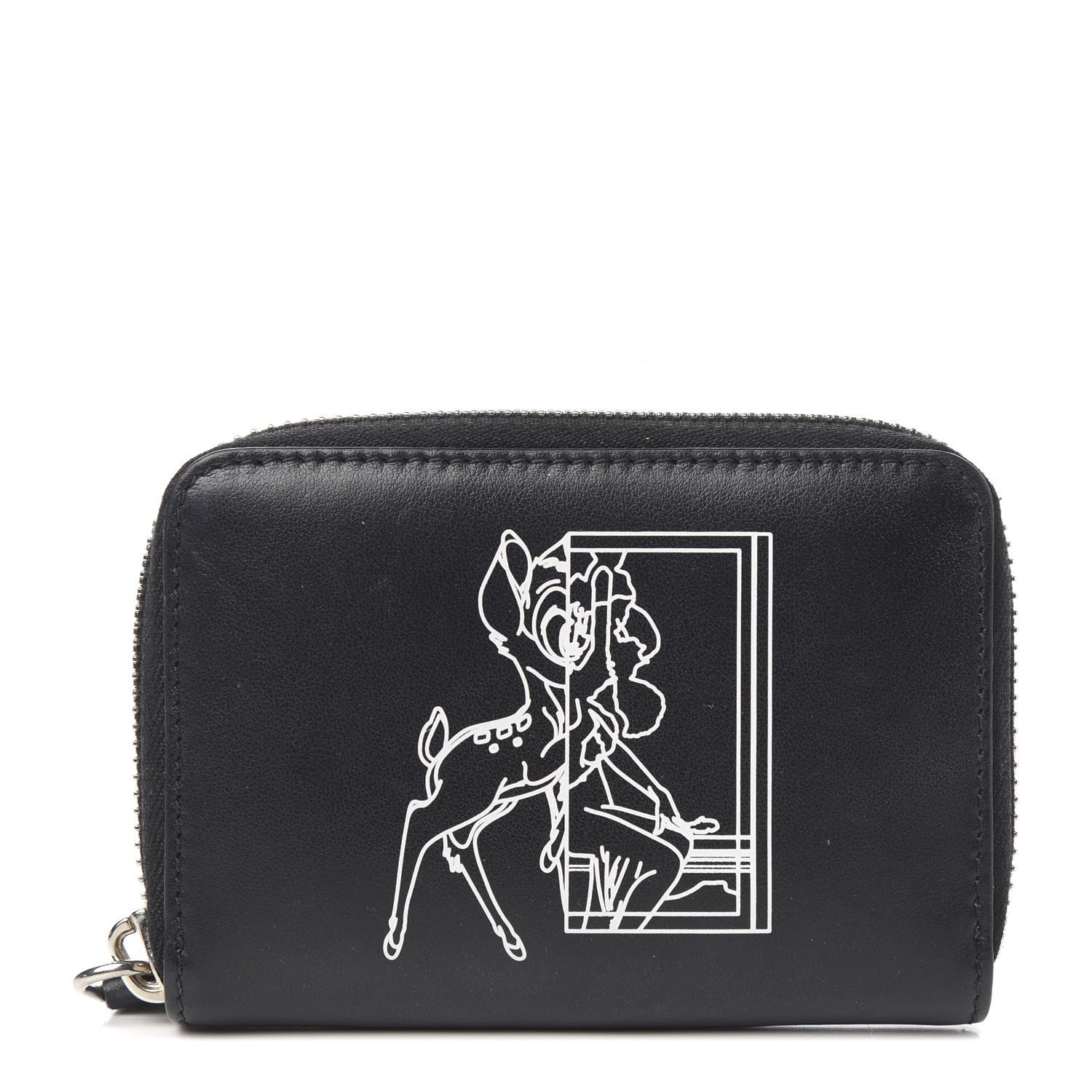 Givenchy Calfskin Iconic Bambi Print Mini Zip Wallet Black White 1 of 7