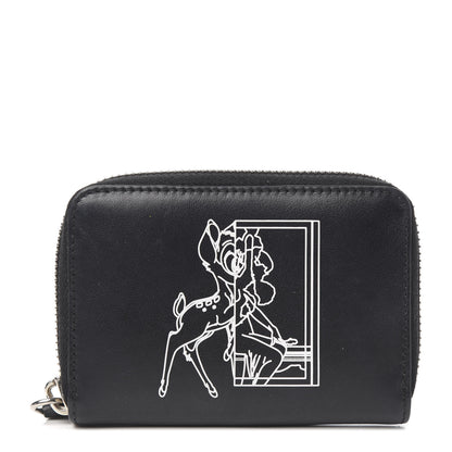 Givenchy Calfskin Iconic Bambi Print Mini Zip Wallet Black White 1 of 7