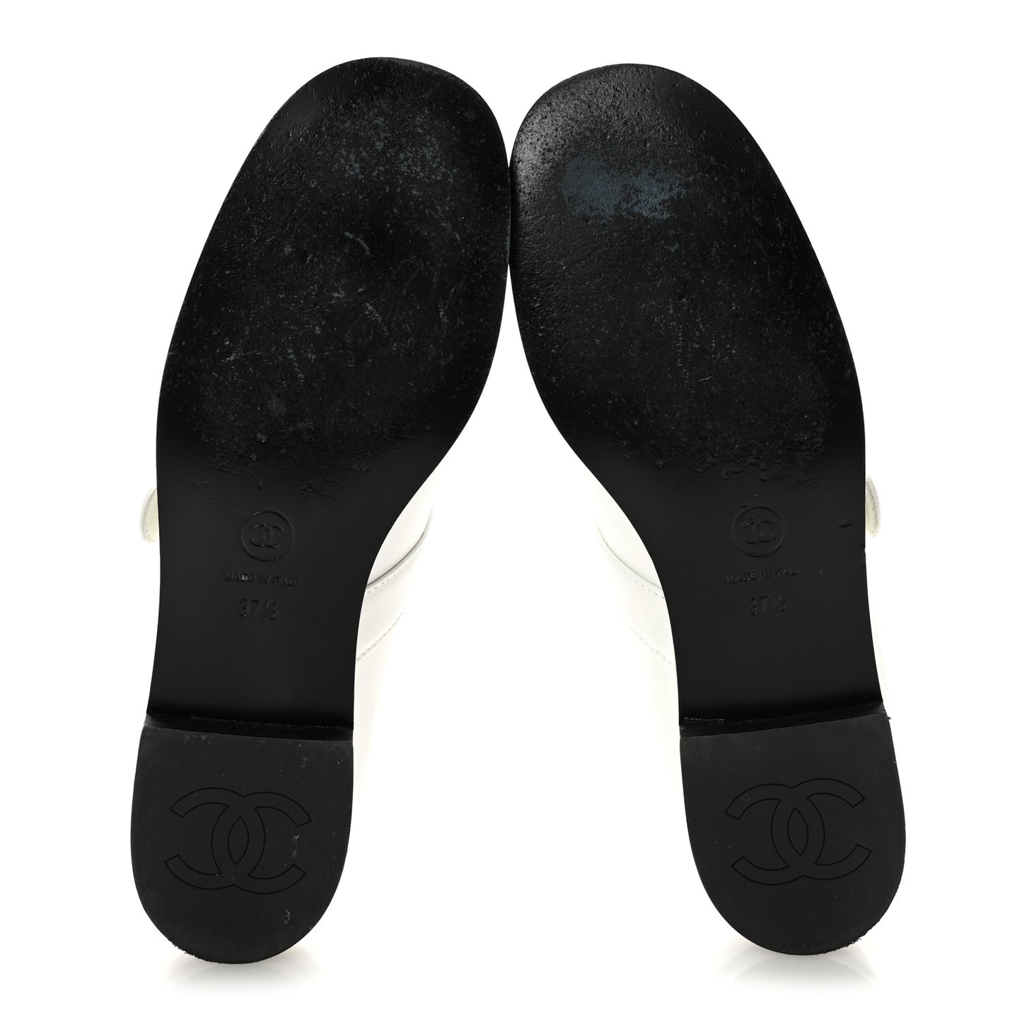 Calfskin Patent Mary Janes Flats 37.5 White Black