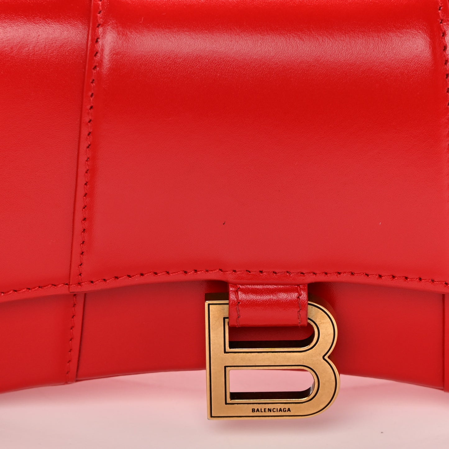 Shiny Box Calfskin Hourglass Top Handle Bag XS Bright Red