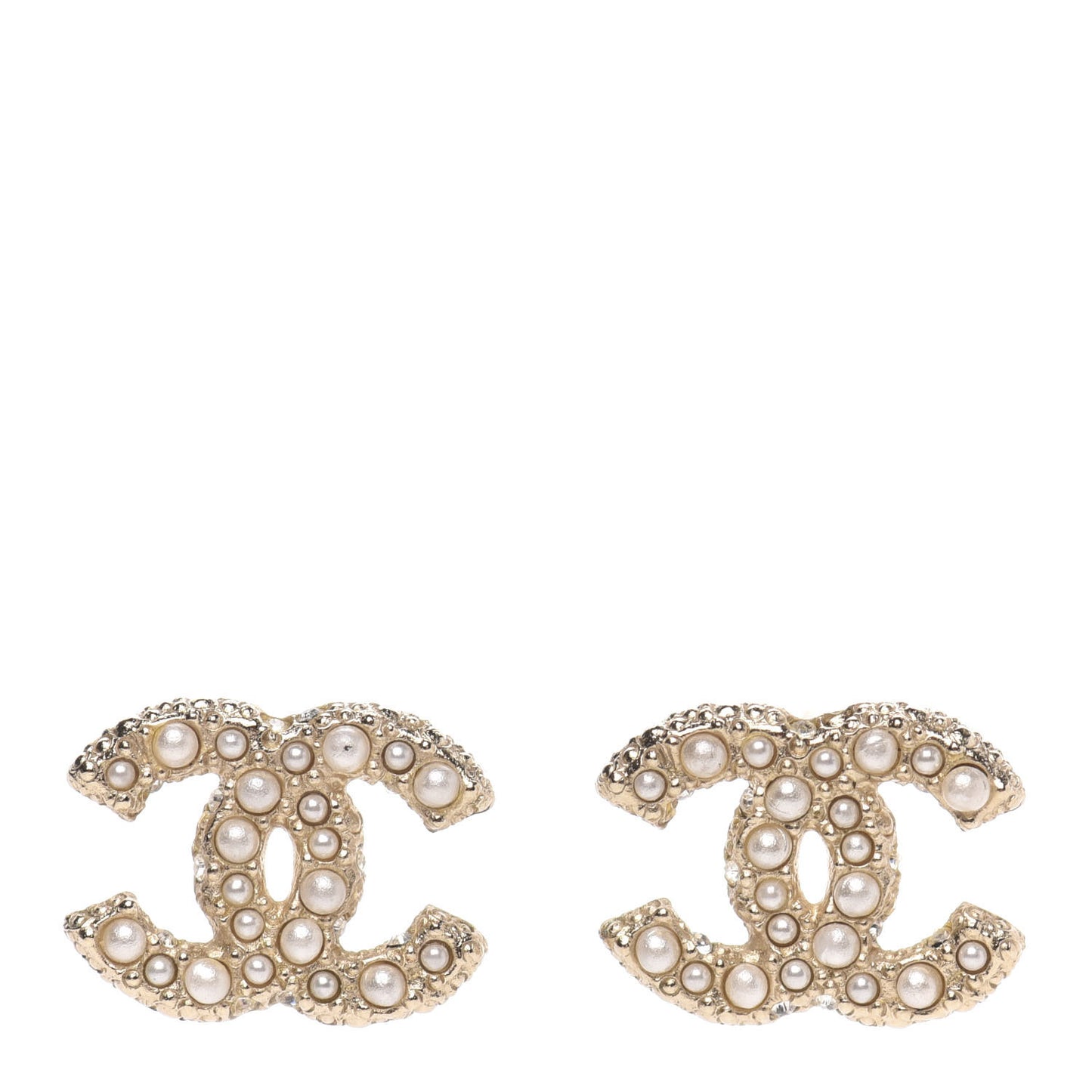 Pearl Crystal CC Earrings Light Gold
