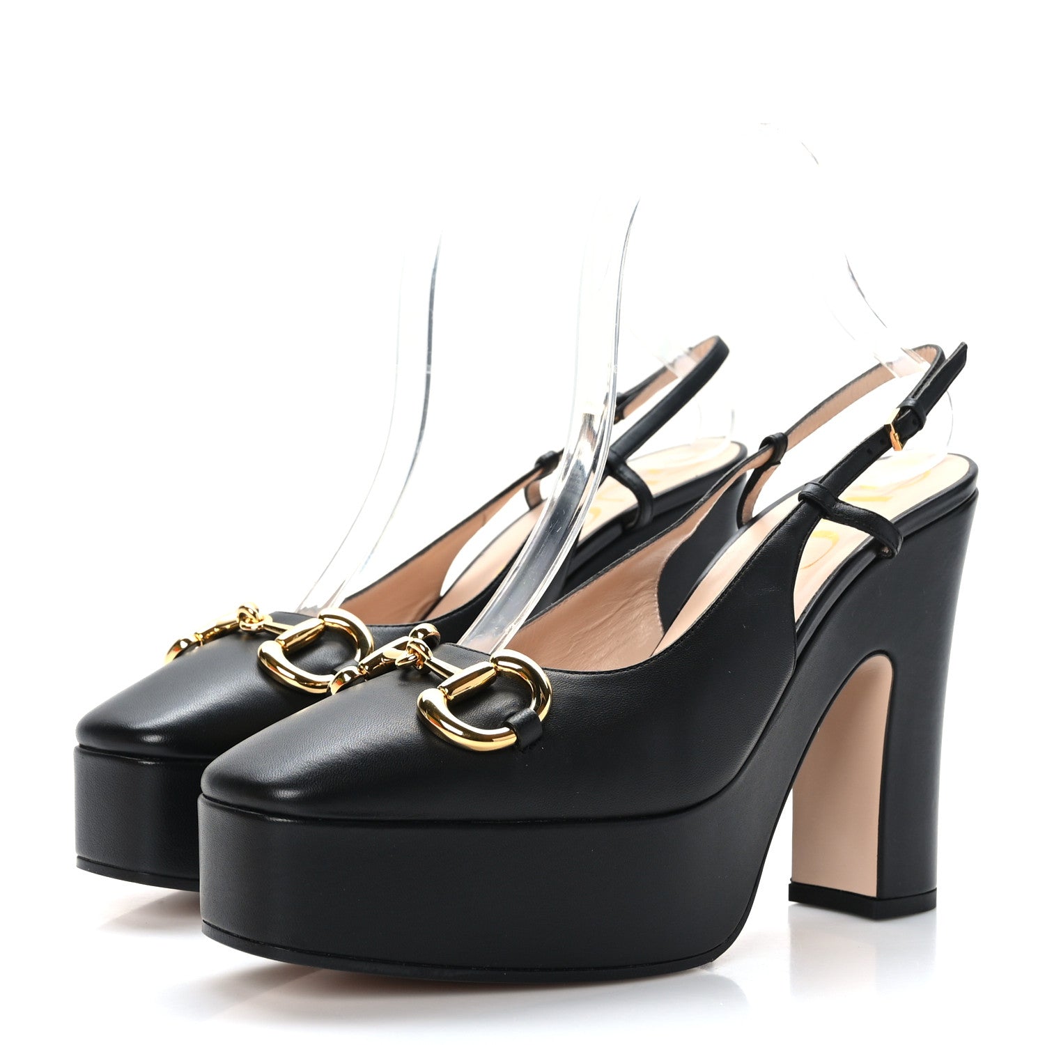 Gucci Nappa Horsebit Platform 35/120mm Slingback Pumps 39 Black 3 of 7