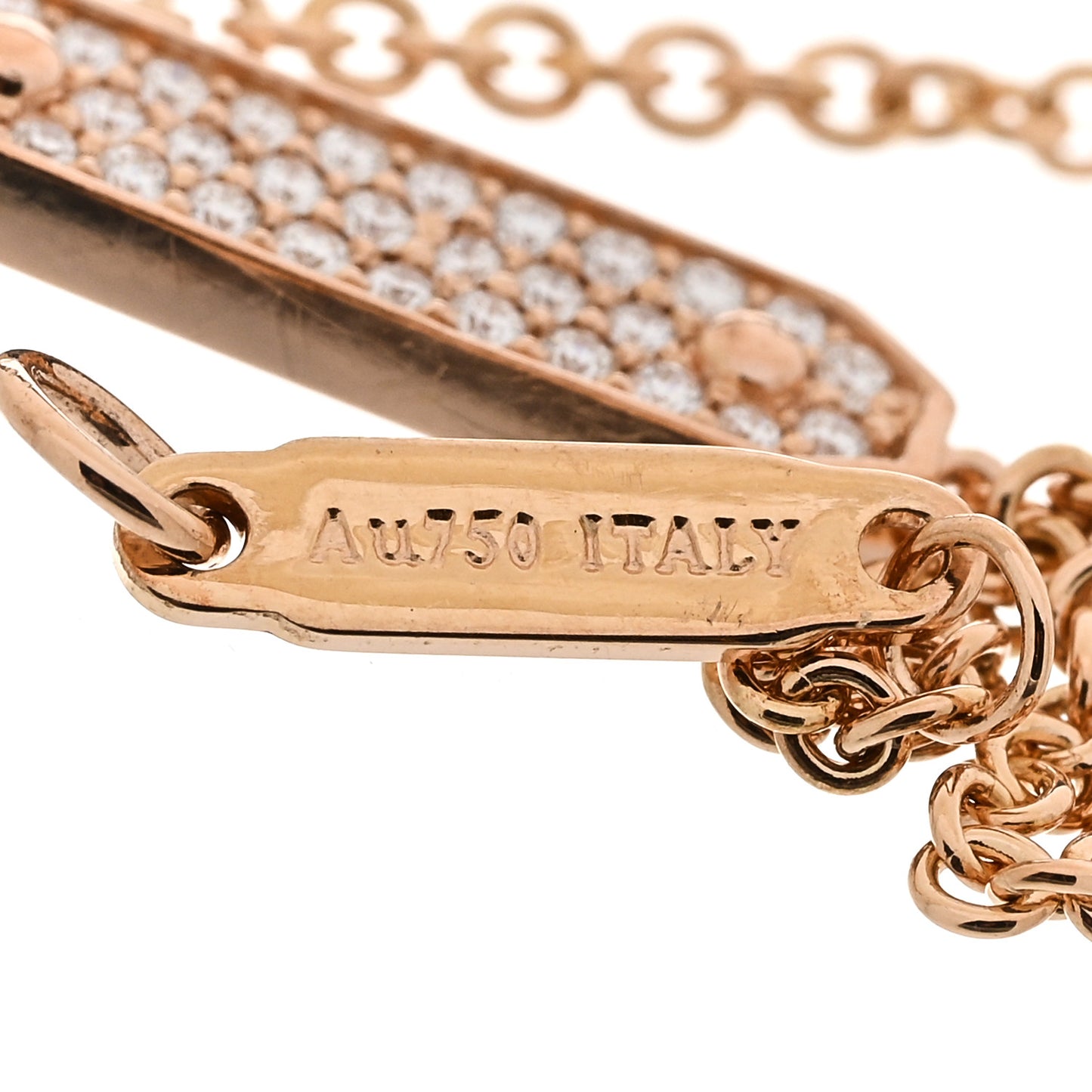 18K Rose Gold Diamond Tag Chain Bracelet