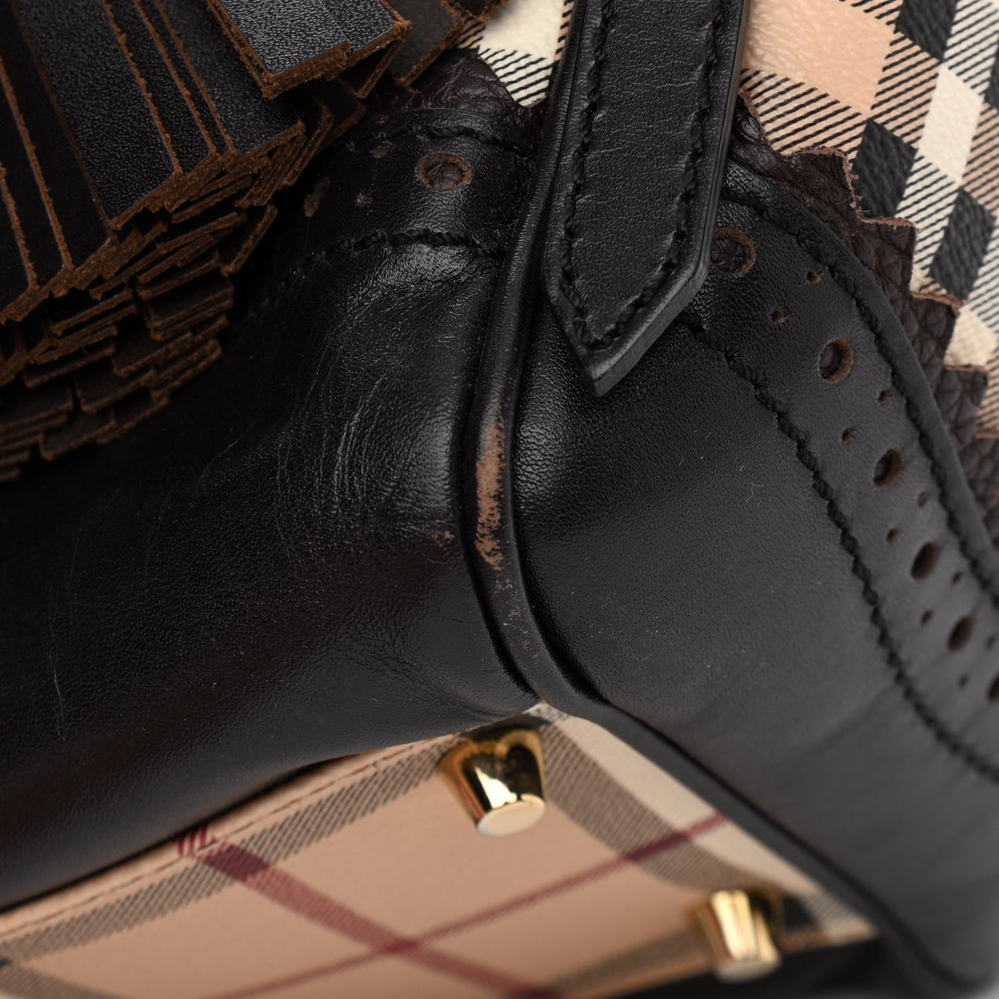 Haymarket Check Medium Brogue Tassel Tote