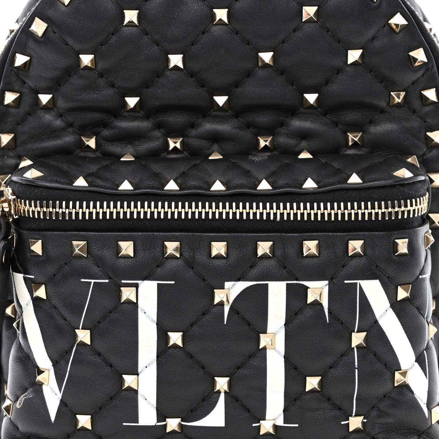 Lambskin VLTN Print Quilted Mini Rockstud Spike Backpack Black