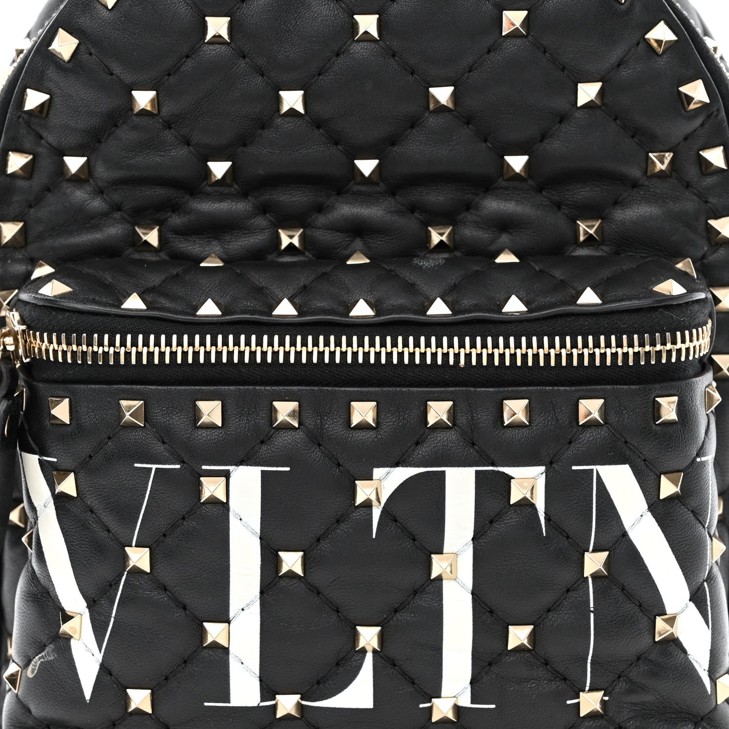 Valentino Garavani Lambskin VLTN Print Quilted Mini Rockstud Spike Backpack Black 7 of 12