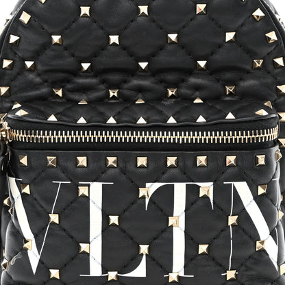 Valentino Garavani Lambskin VLTN Print Quilted Mini Rockstud Spike Backpack Black 7 of 12
