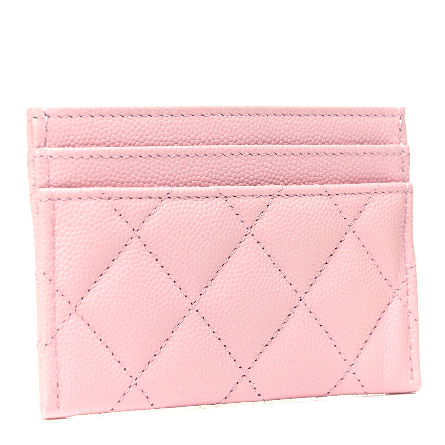 Caviar Quilted Crystal Card Holder Pink