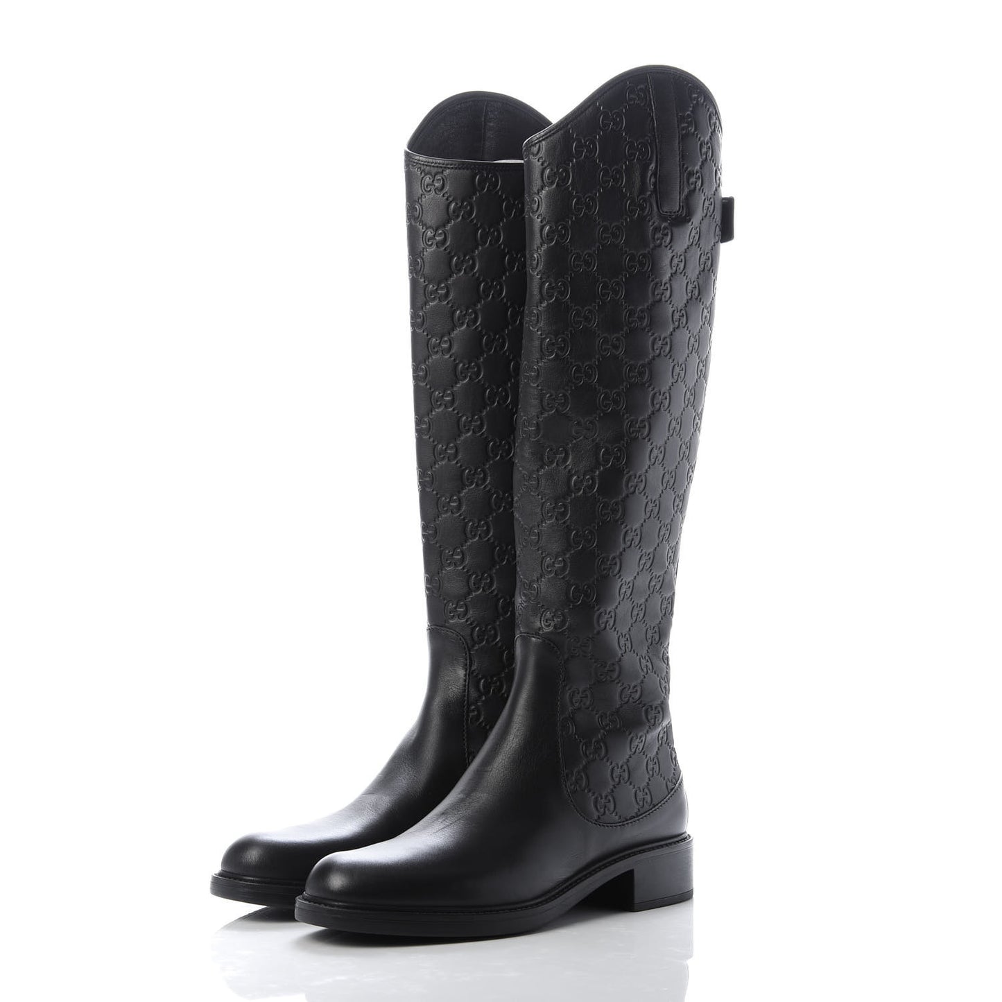 Guccissima Calfskin Miro Soft Knee High Riding Boots 39 Black