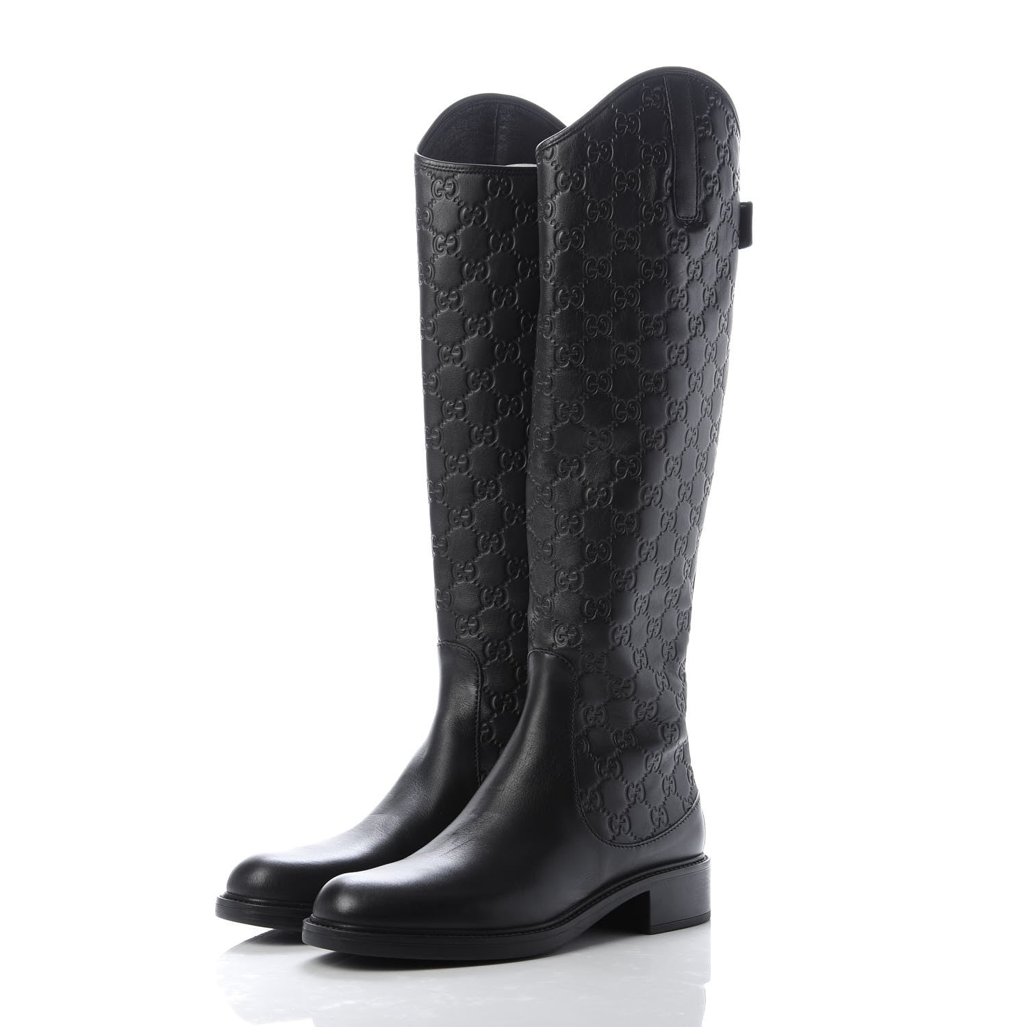 Gucci Guccissima Calfskin Miro Soft Knee High Riding Boots 39 Black 3 of 9