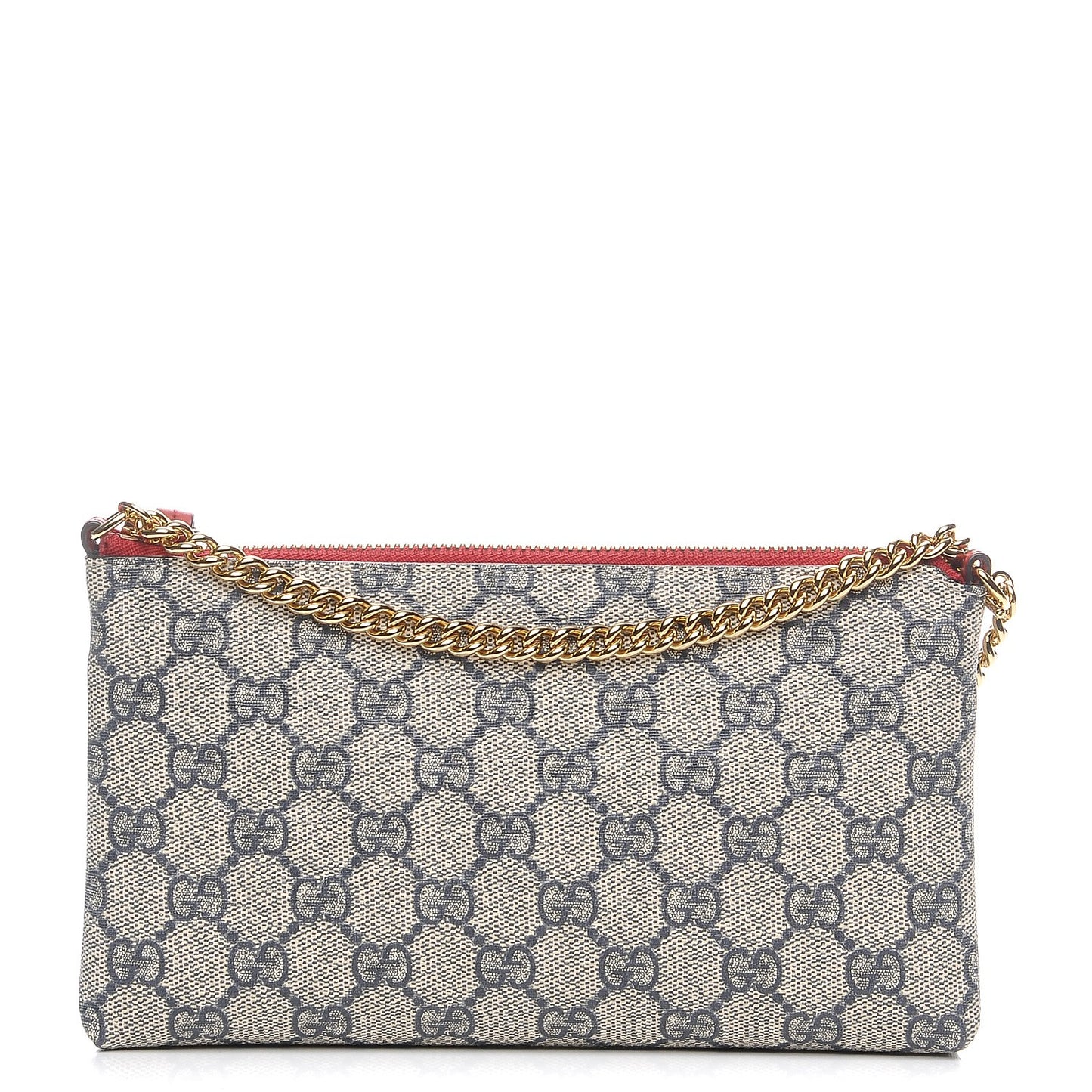 GG Supreme Monogram Wrist Wallet Beige Hibiscus Red