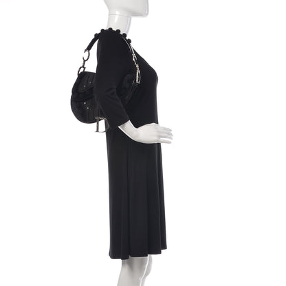 Christian Dior Velvet Nylon Pom Pom Saddle Bag Black 2 of 9
