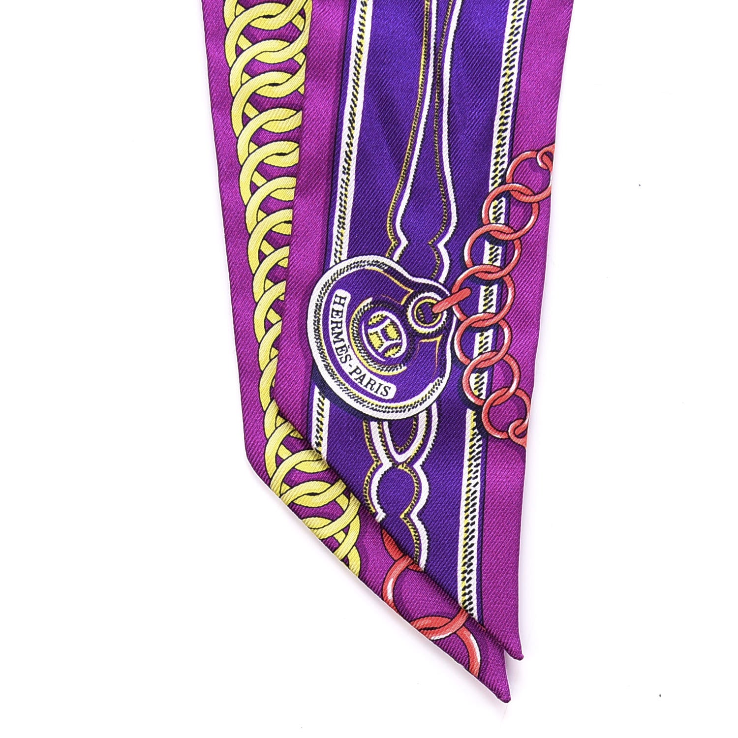 Hermes Silk Maillons Twilly Fuchsia Violet Jaune 2 of 4
