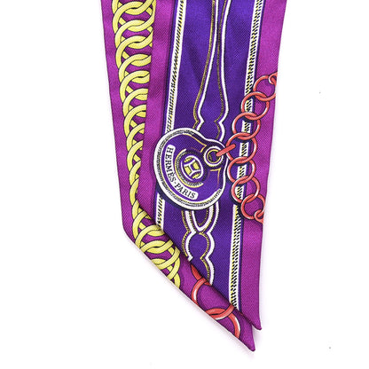 Hermes Silk Maillons Twilly Fuchsia Violet Jaune 2 of 4