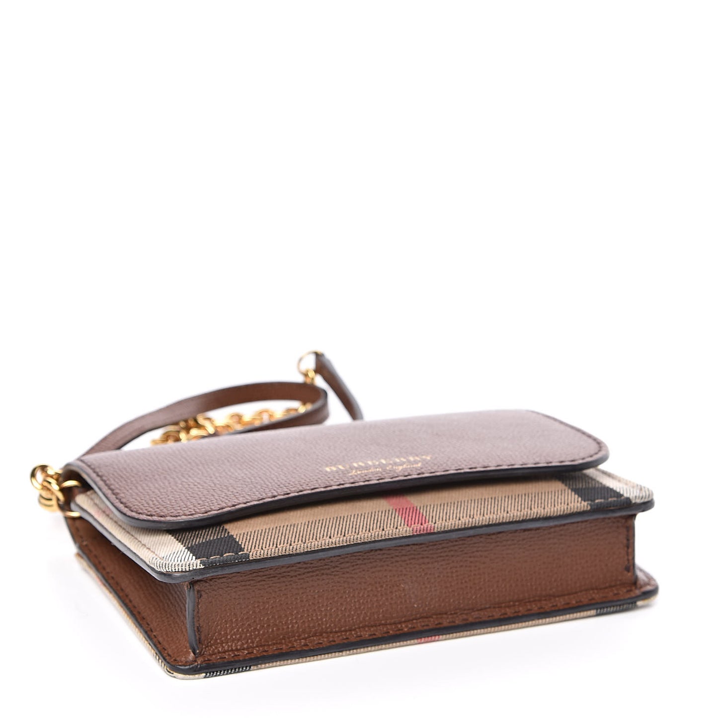 Derby Calfskin House Check Wallet On Chain Brown