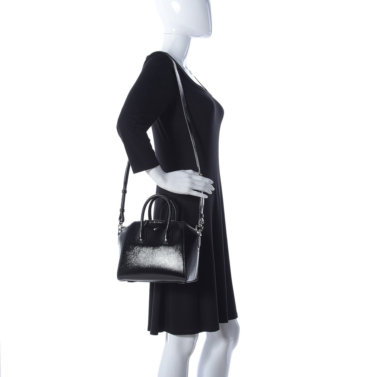 Givenchy Textured Patent Calfskin Mini Antigona Black 2 of 11