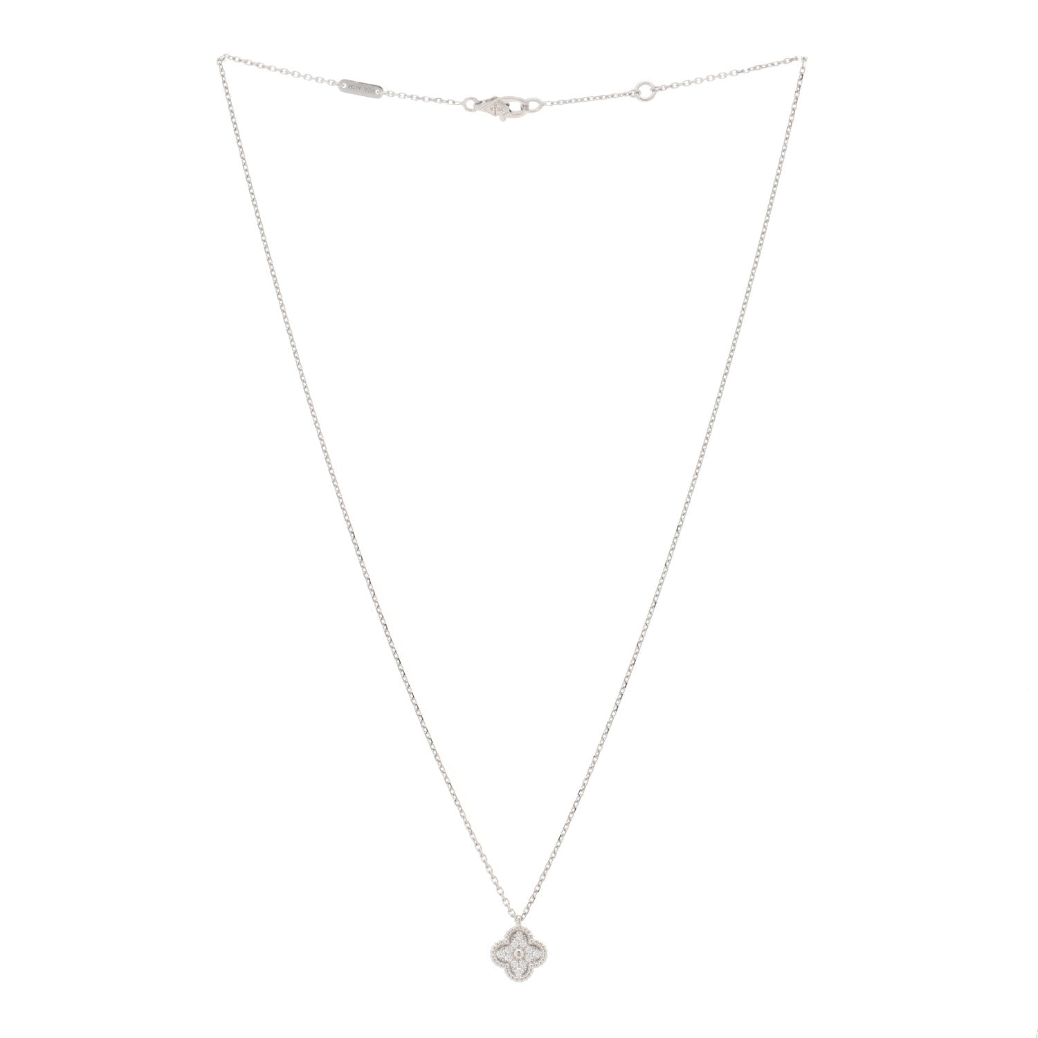 Van Cleef & Arpels 18K White Gold Diamond Sweet Alhambra Pendant Necklace 2 of 3