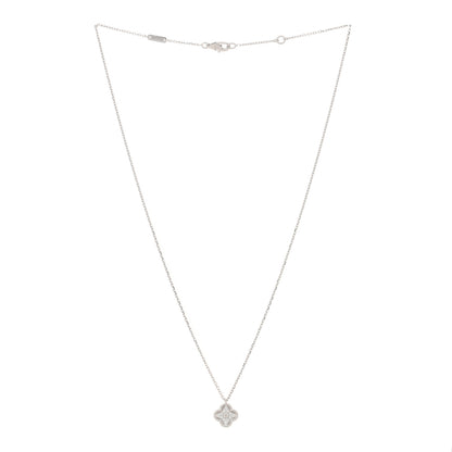 Van Cleef & Arpels 18K White Gold Diamond Sweet Alhambra Pendant Necklace 2 of 3