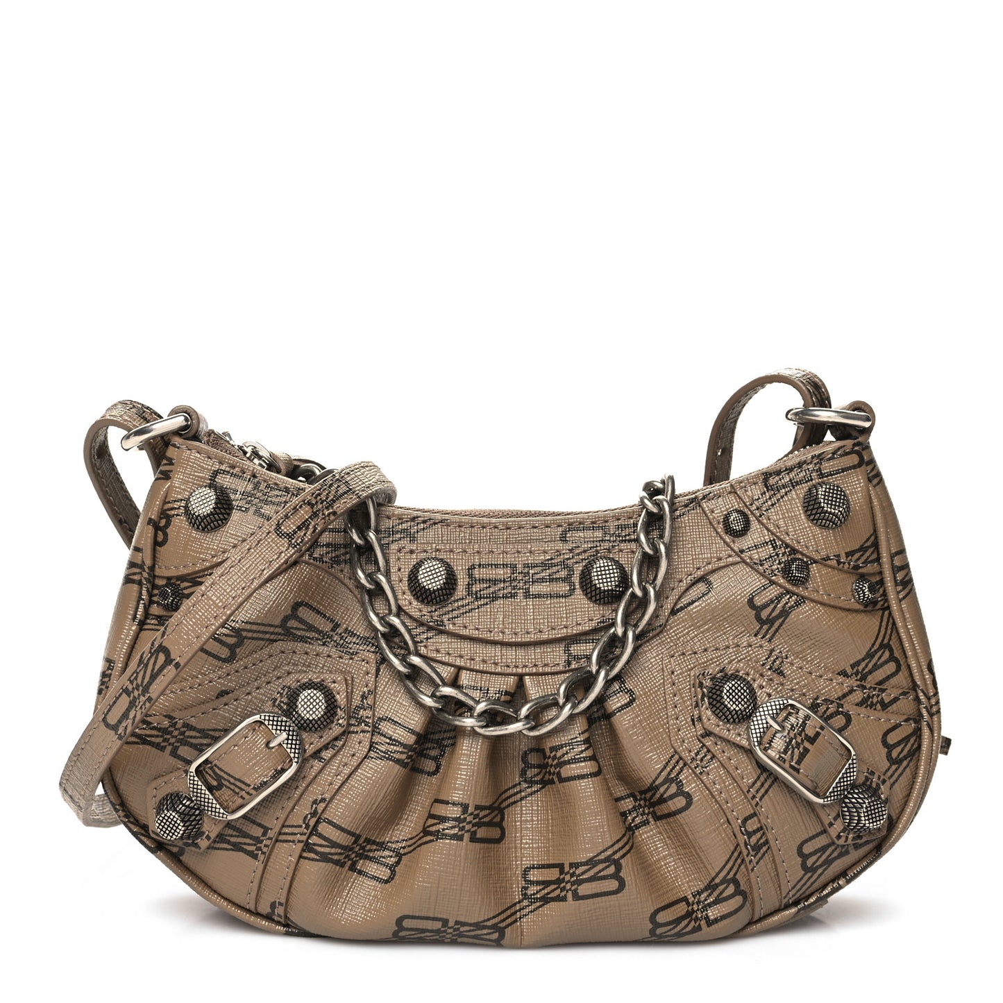 Coated Canvas BB Monogram Le Cagole Mini Purse With Chain Beige Brown