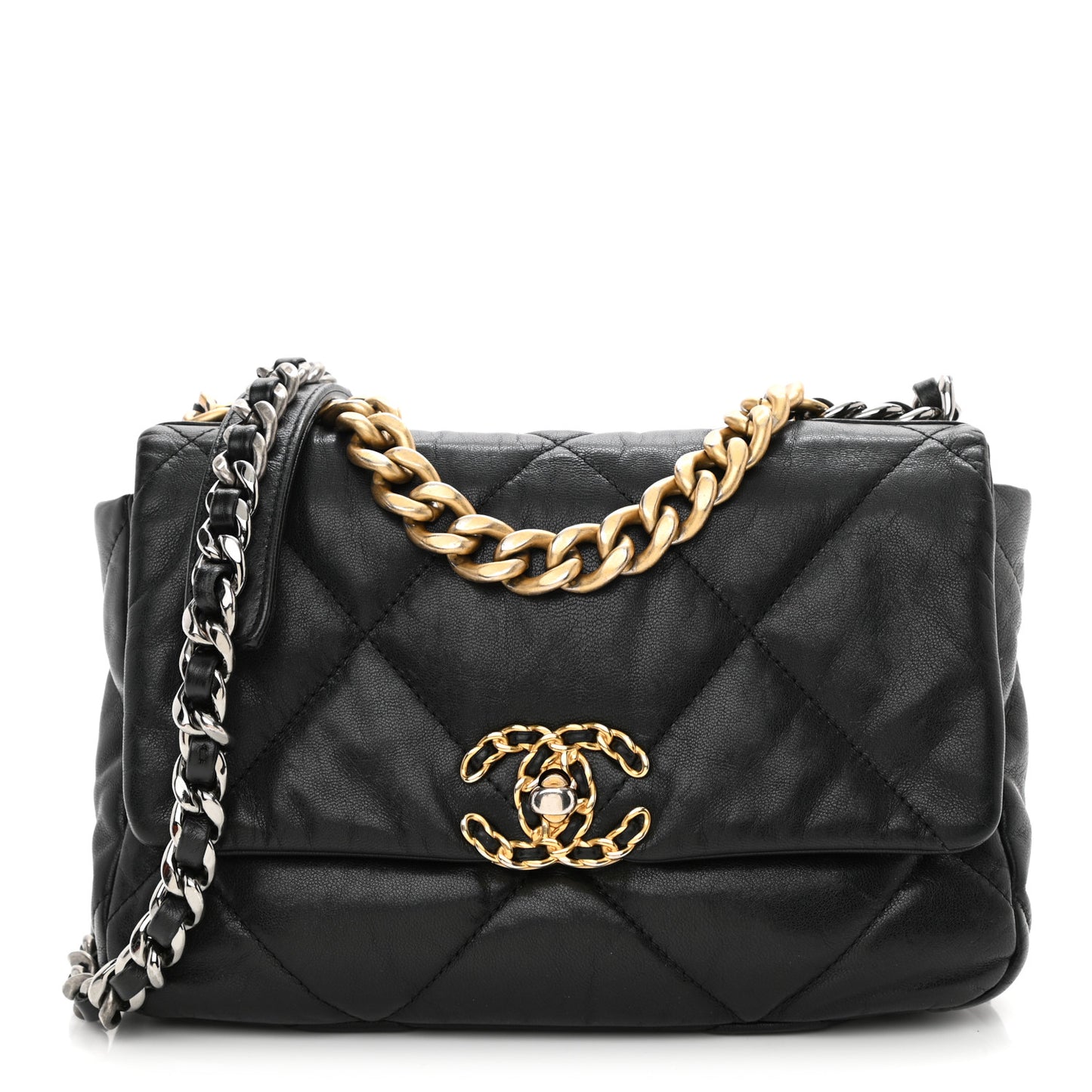 Goatskin Quilted Medium Chanel 19 Flap Black