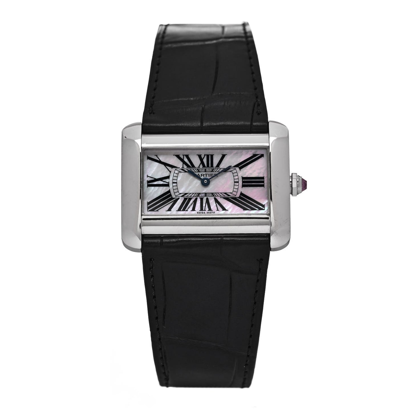 Stainless Steel Alligator Mother of Pearl 38mm Tank Divan Quartz Watch