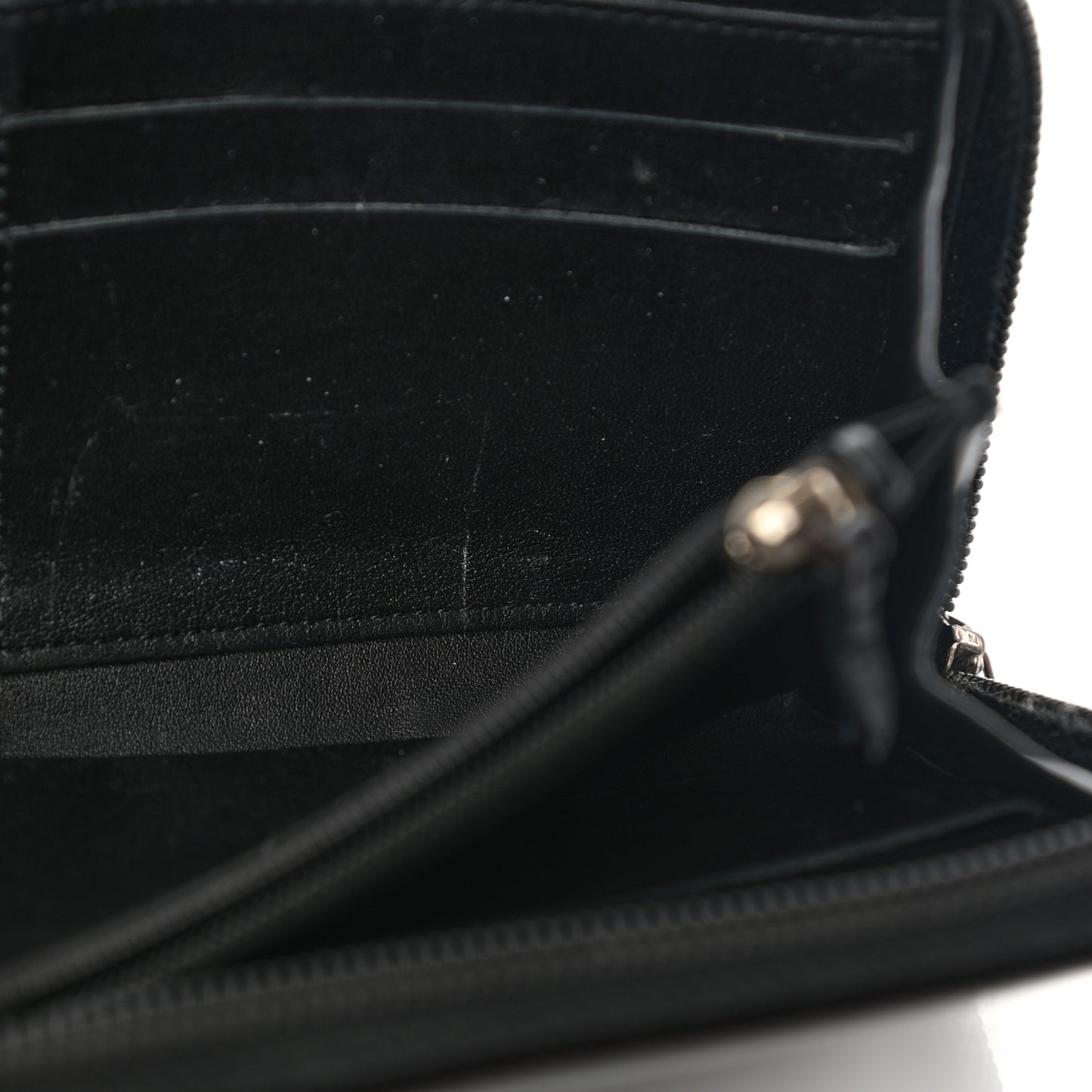 Patent Camellia Embossed Large Zip Around Gusset Wallet Black