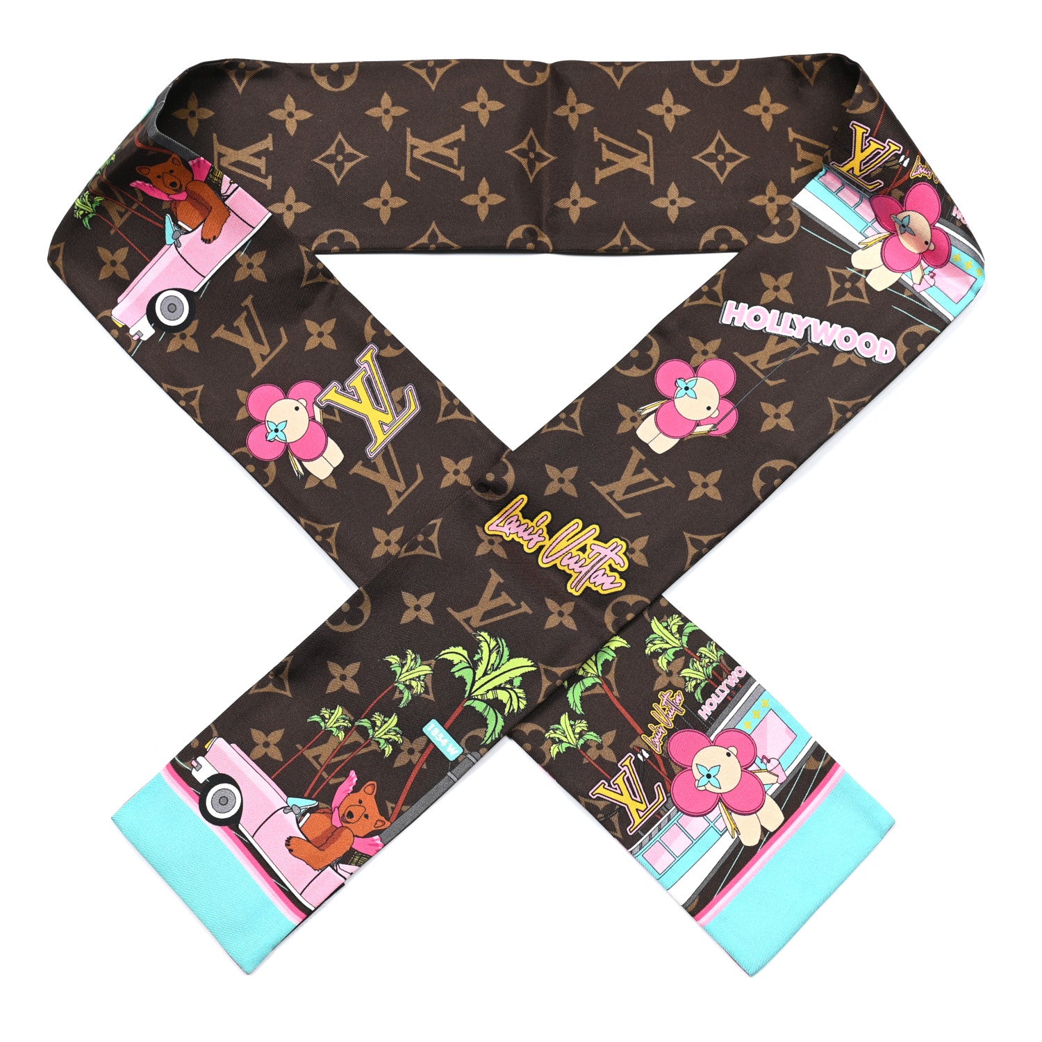 Louis Vuitton Silk Monogram 2021 Hollywood Christmas Animation Bandeau Marron 1 of 3