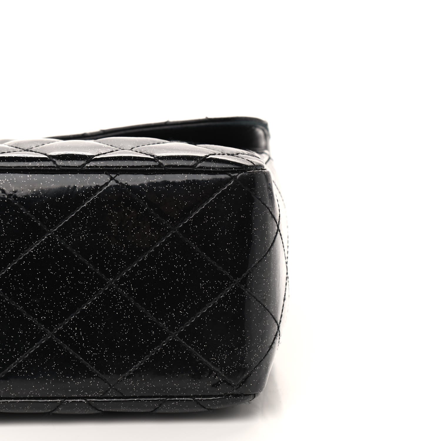Chanel Patent Quilted Sparkle Glitter Jumbo Single Flap Black 10 of 11