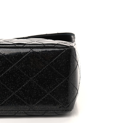 Chanel Patent Quilted Sparkle Glitter Jumbo Single Flap Black 10 of 11