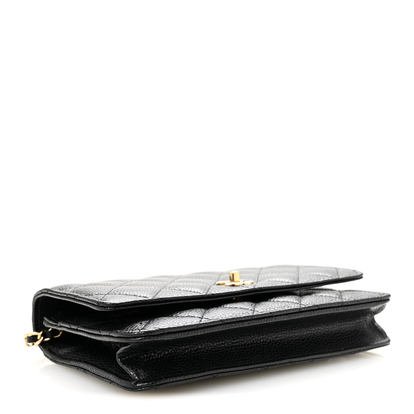Caviar Quilted CC Turnlock Wallet On Chain WOC Black