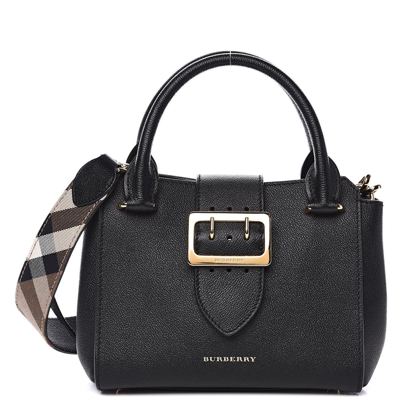 Soft Grain Calfskin Small Buckle Tote Black