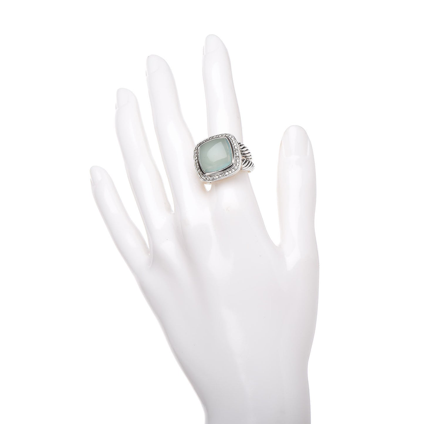 Sterling Silver Diamond Chalcedony 11mm Albion Ring 51 5.75