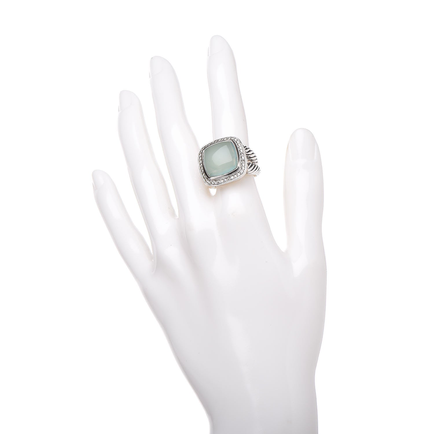 David Yurman Sterling Silver Diamond Chalcedony 11mm Albion Ring 51 5.75 2 of 4