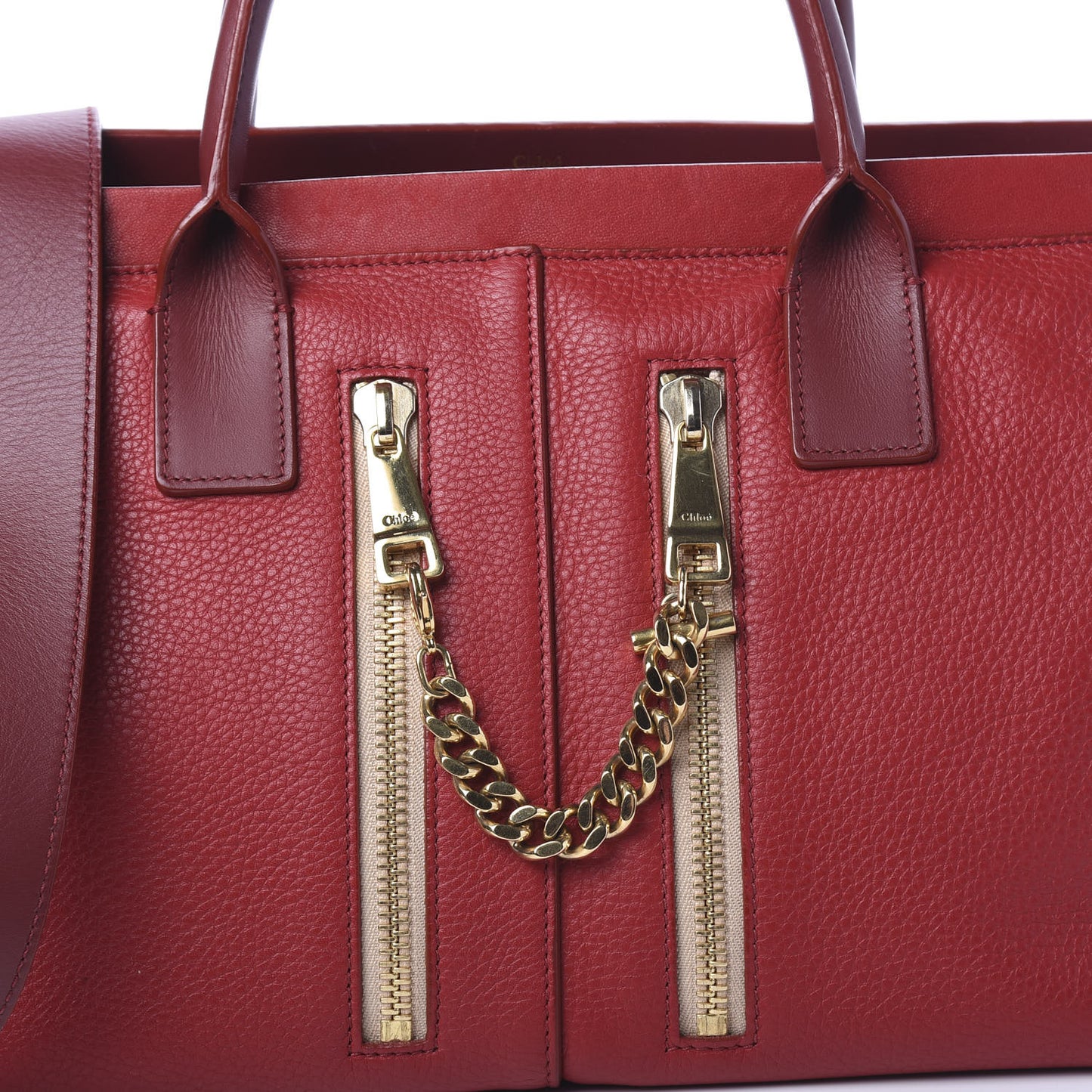 Grained Calfskin Small Cate Satchel Red