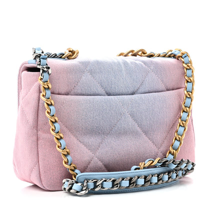 Chanel Denim Quilted Medium Chanel 19 Flap Blue Pink 3 of 11