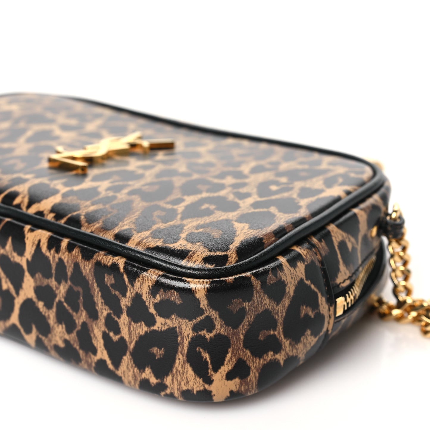 Calfskin Heart Leopard Print Monogram Mini Lou Camera Bag Toffee