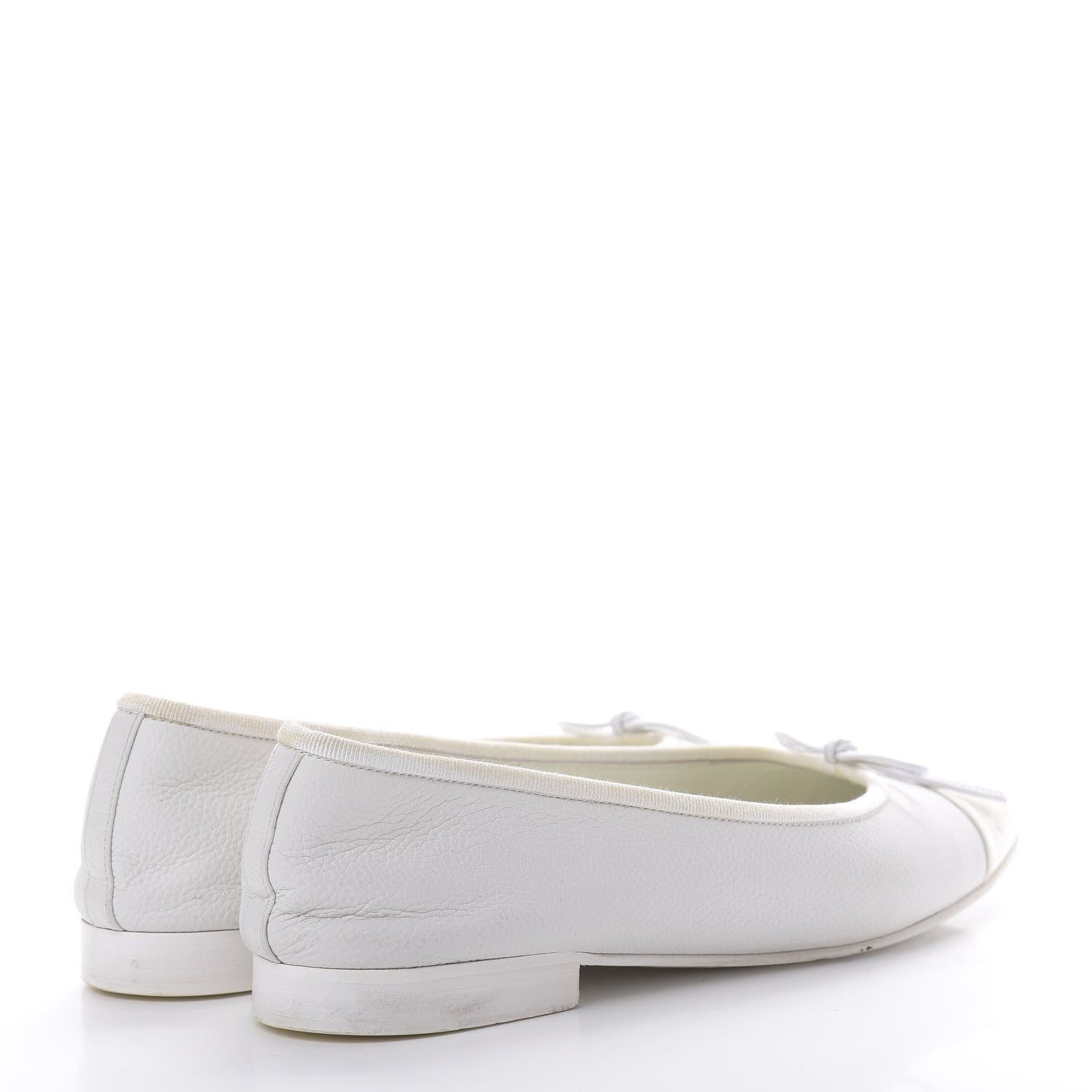 Chanel Calfskin Patent Cap Toe Ballerina Flats 37.5 White 3 of 14