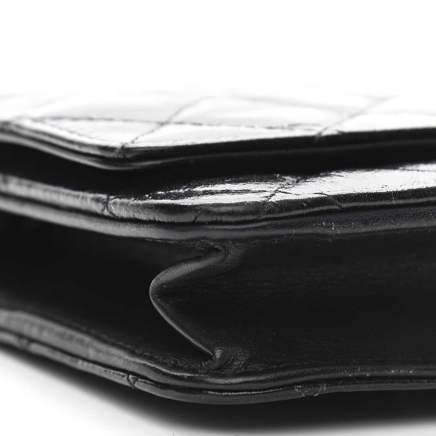 Chanel Distressed Patent Calfskin Quilted Reissue Wallet On Chain WOC Black 10 of 13
