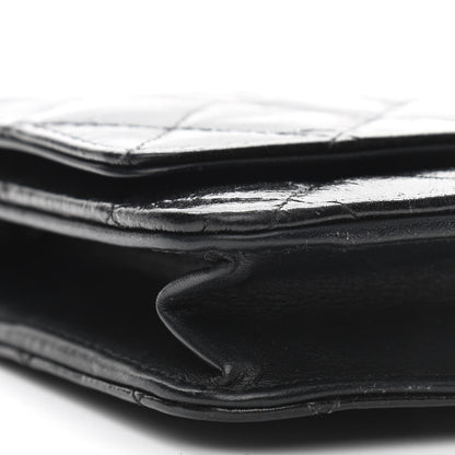 Chanel Distressed Patent Calfskin Quilted Reissue Wallet On Chain WOC Black 10 of 13
