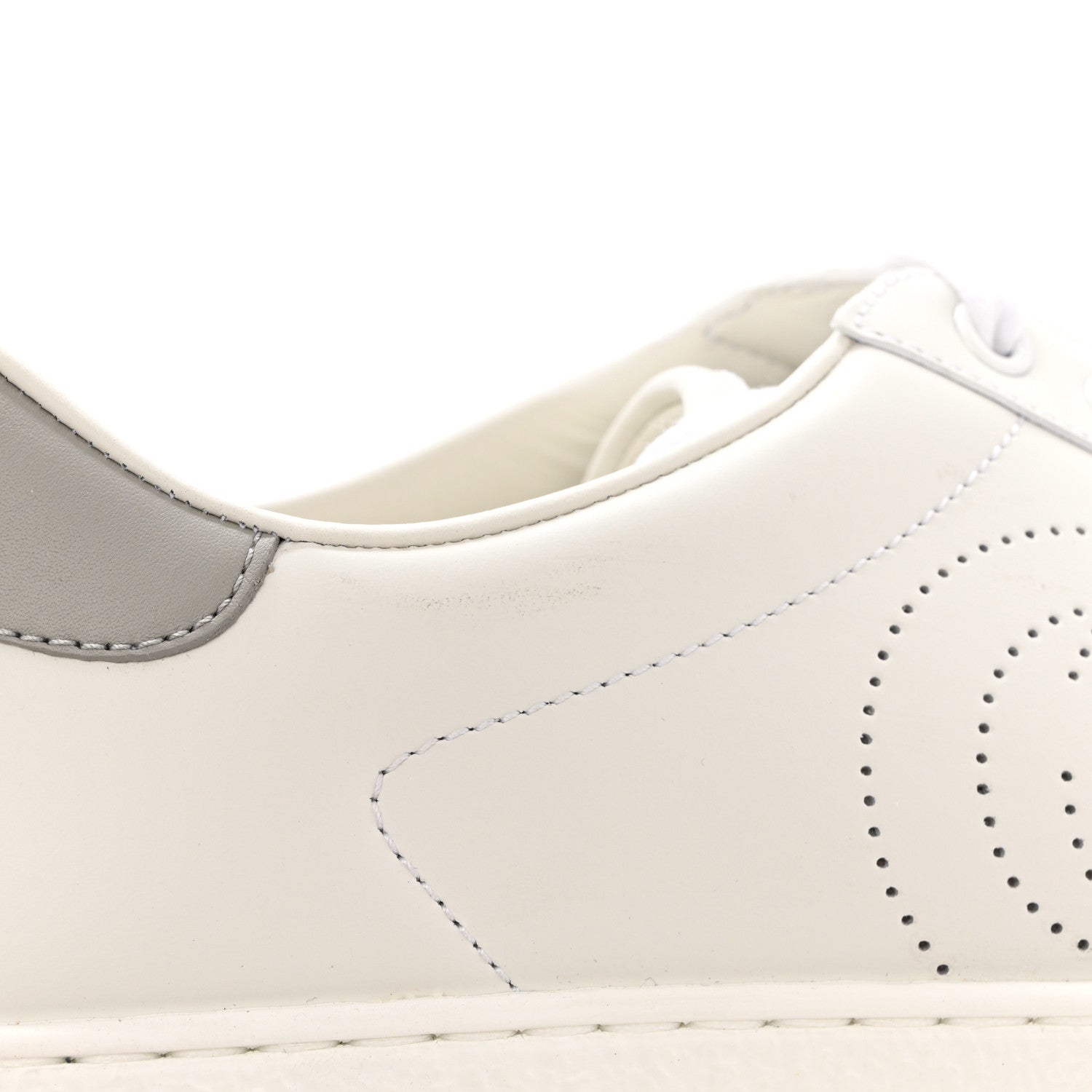 Gucci Calfskin Interlocking G Perforated Mens Ace Sneakers 7 White Grey Sky 9 of 9