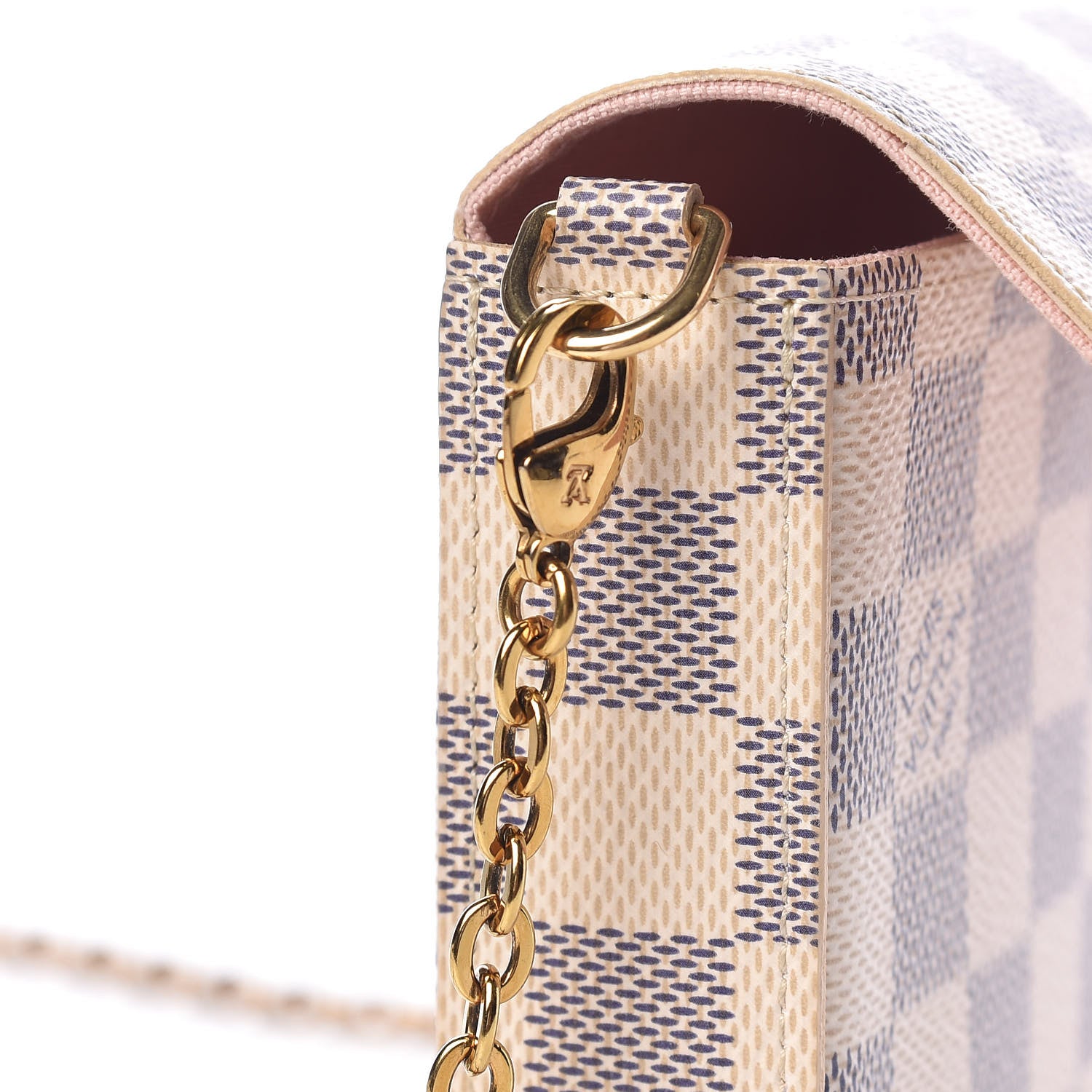 Louis Vuitton Damier Azur Pochette Felicie Chain Wallet Rose Ballerine 11 of 12