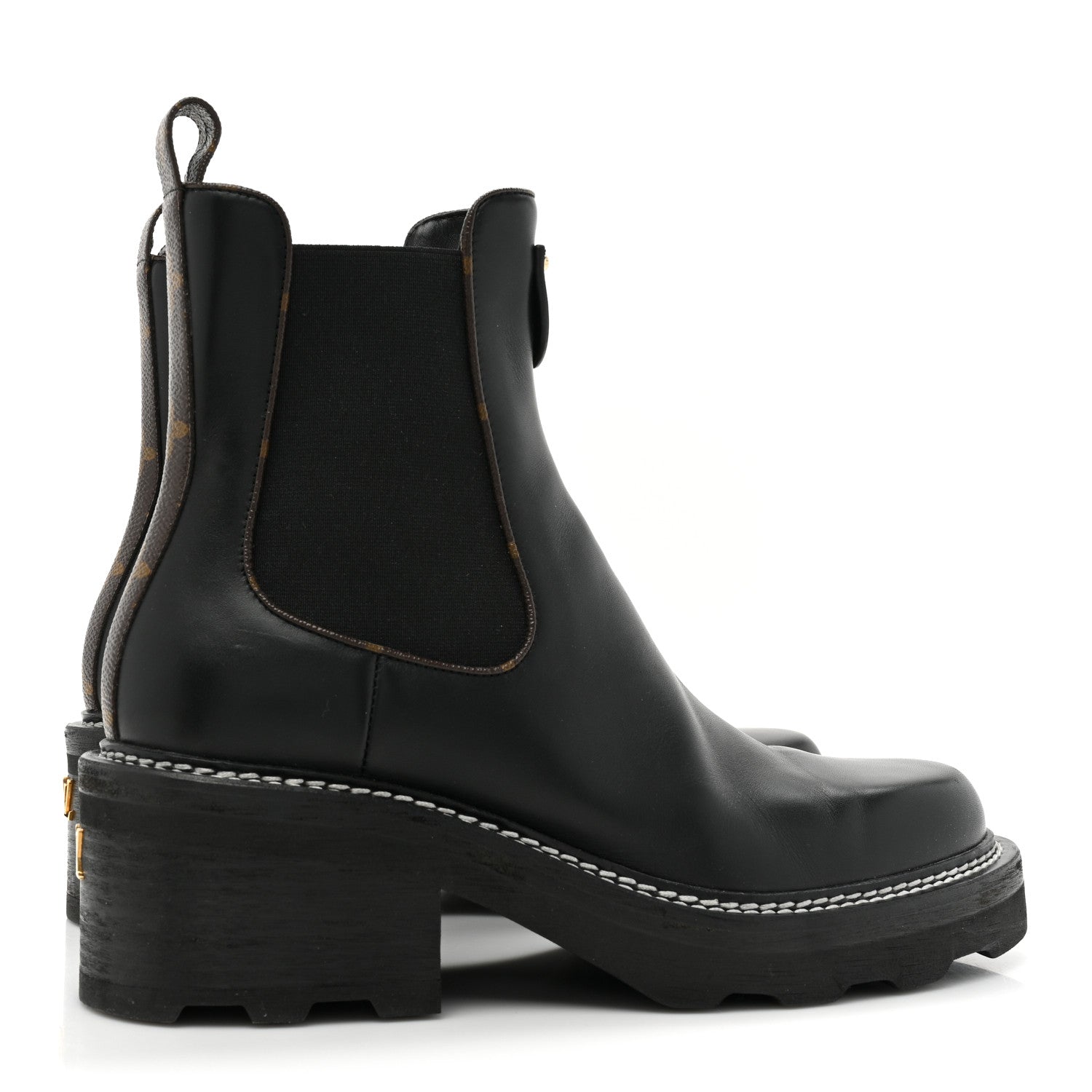 Louis Vuitton Calfskin Monogram Beaubourg Ankle Boots 40 Black 5 of 16