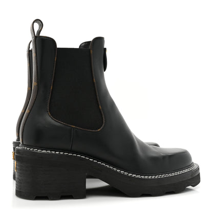 Louis Vuitton Calfskin Monogram Beaubourg Ankle Boots 40 Black 5 of 16